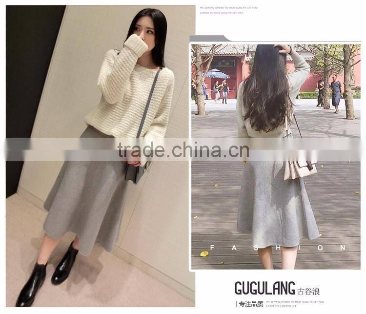 Custom Autumn Skirts Casual Women Long Woolen A-line Skirts,Fashion Thick Winter Woolen Long Skirts For Women