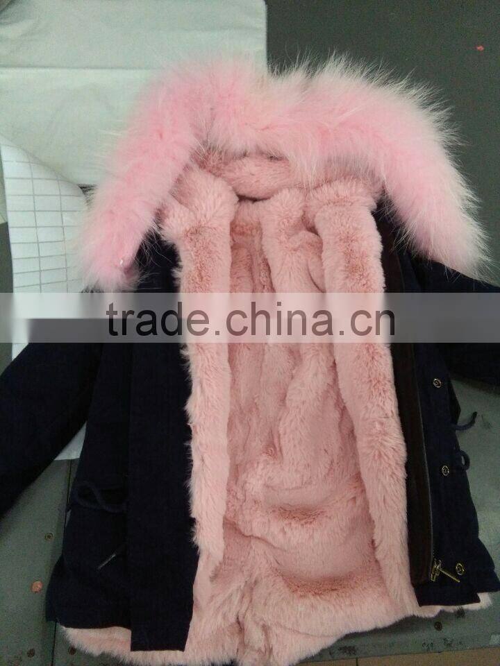 2017 Navy Kids Fur Parka For Girls Winter Wear, Short Mini Fur Down Jacket Wholesale