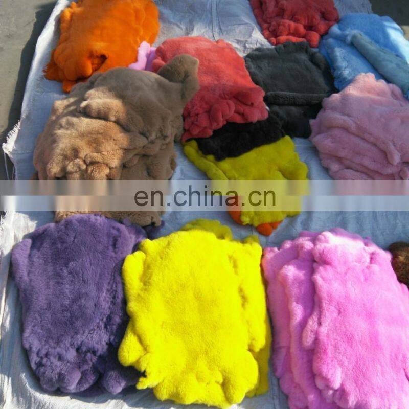 100% Natural Rex Rabbit Fur Skin Dyed Rex Rabbit Fur Pelt From China