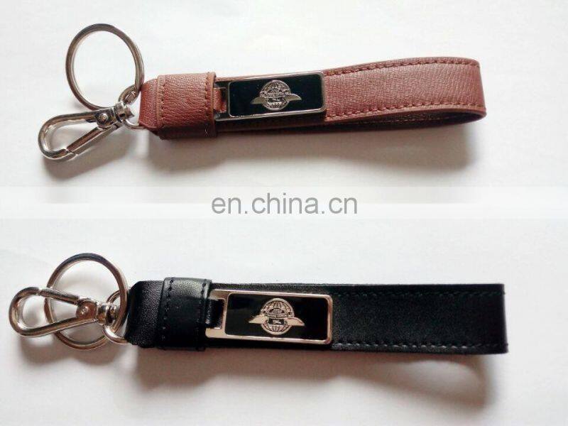 custom genuine leather keychain with enamel