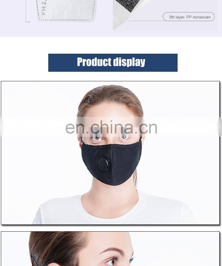 Reusable Black Cotton Fashion Mask with Valve