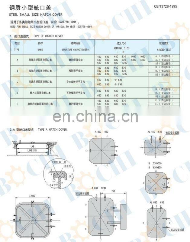 BOCHI Steel Quick Acting Hinged Boat Hatch Cover