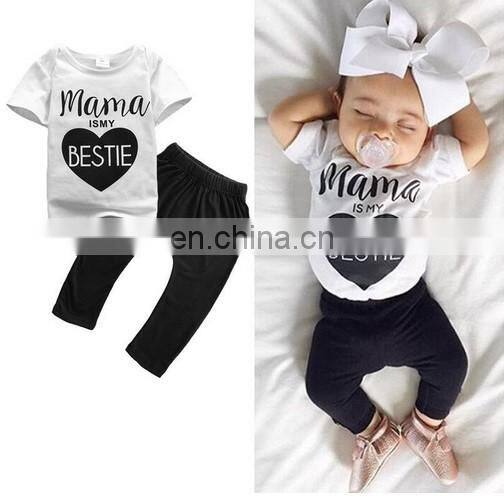 Cute Design Summer Soft Cotton Set Casual Baby Girls 2Pcs Outfits