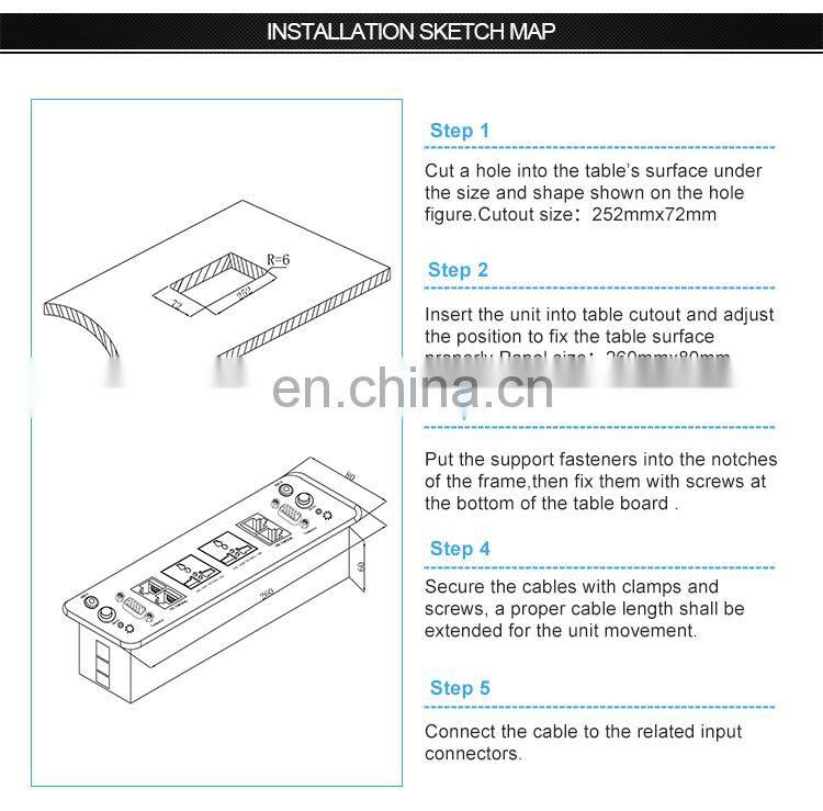 Table Mounted Usb Rj45 Panel Charging table Connection Box
