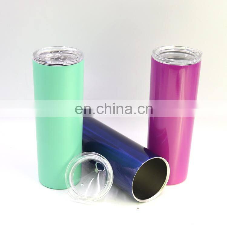 High Quality 20 0Z Slim Stainless Steel Tumbler with Straw Wholesale