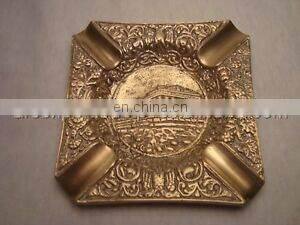 metal shiny gold leaf ashtray