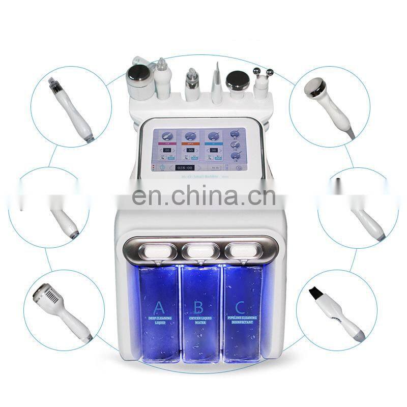 6 in 1 Small bubble microdermabrasion facial deep cleaning machine with ultrasonic rf scrubber