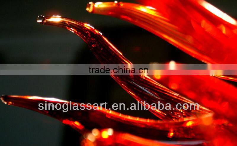 Decorative Red Blown Glass Chandelier For Sale