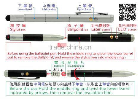 iT05 telescopic stylus pens for touch screens fashion design metal ballpoint laser pen