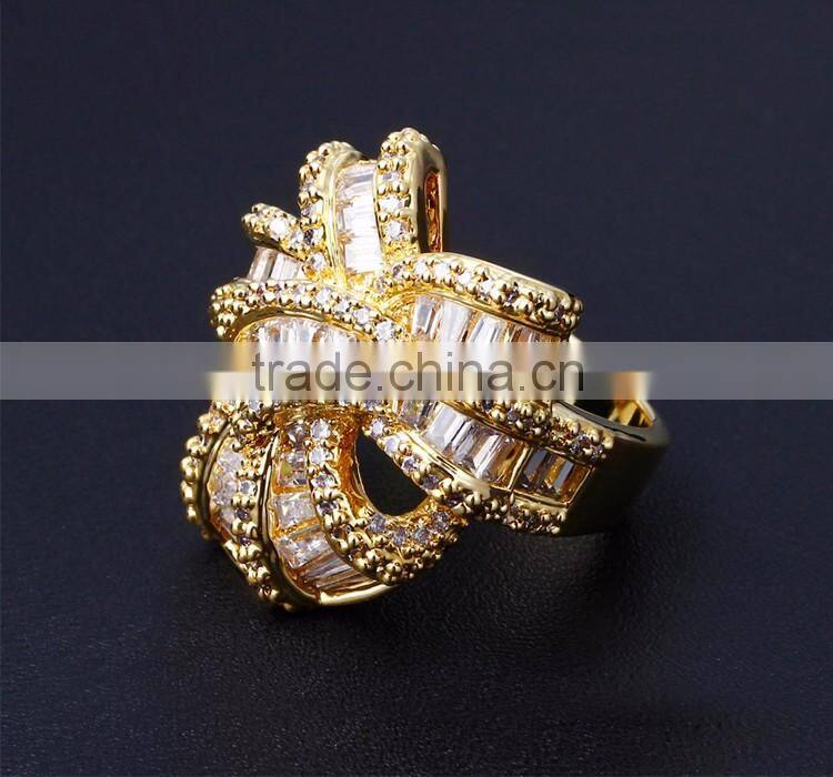 New African Design Wedding Luxury Style Baguette Zircon Crystal Women CZ Jewelry Ring