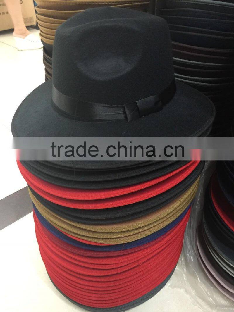 Large Brim Ribbon Fixed Man Women Stage Performance Fedora Jaz Hat