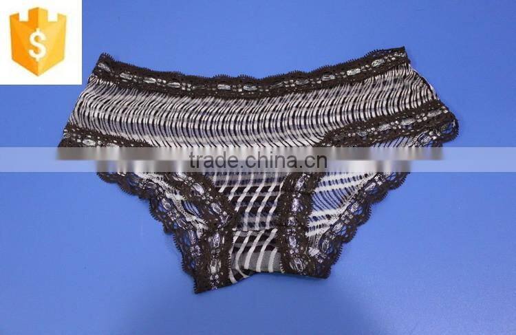 hot sell sexy underwear young lady panty,lace waistband and stripe covering panty