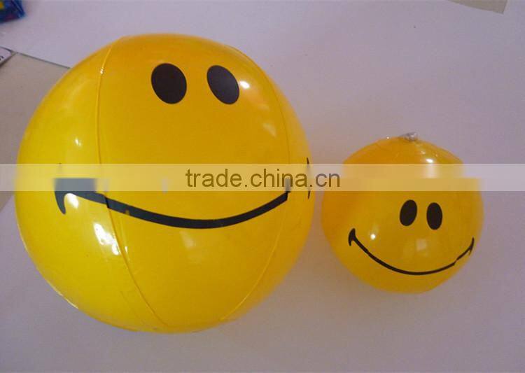 Inflatable promotional beach ball, pvc smile face toys ball for sale