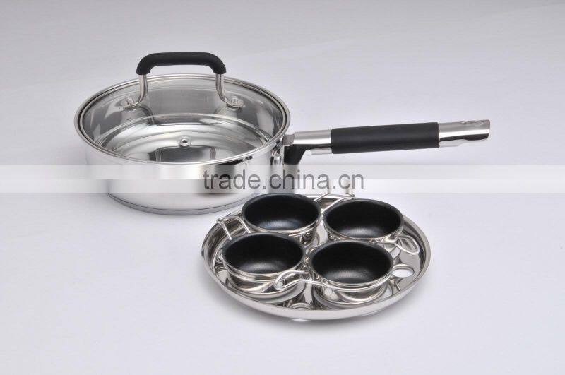 Stainless steel Egg poacher kitchen ware with 4 cups 18cm/20cm available