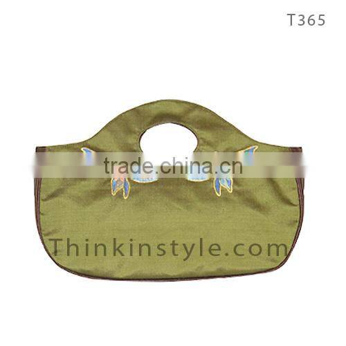 Dragonfly hand embroidery taffeta silk bag T365