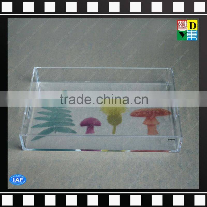 Hot sale Clear Acrylic serving trays sets with printing pattern