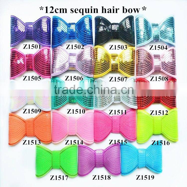 Fancy large 5" sparkle sequin bow for headband accessory,15 colors to pick up for new design hair bow