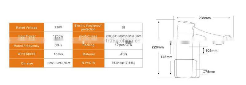 wholesale hotel bathroom wall mounting professional hair dryer