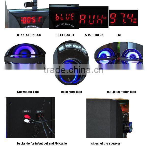 2.1 super bass cheap led light bluetooth speaker