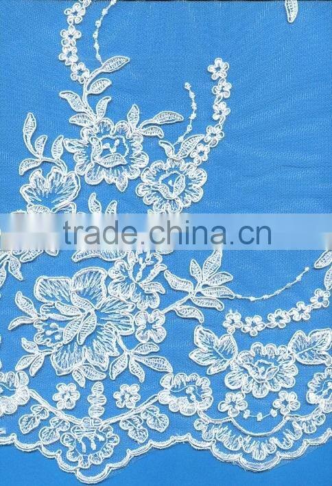 Best new design flower cord embroidery fabric for wedding