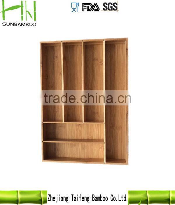Hot Sell Cutlery Bamboo Box ,kitchen cutlery tray