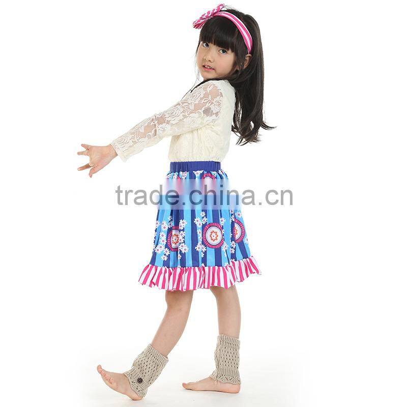 wholesale boutique cute baby top long-sleeve with ruffle & stripe pant Spring Fall clothing set