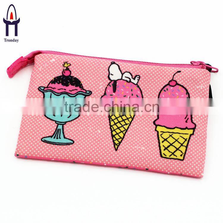 Heat transfer or silk printing mini canvas coin purse, lady wallet