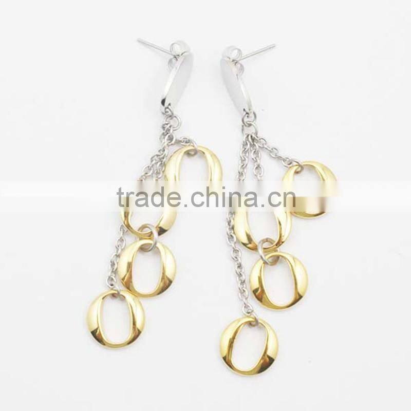 wholesale fashion vintage round pendant gold earring stainless steel