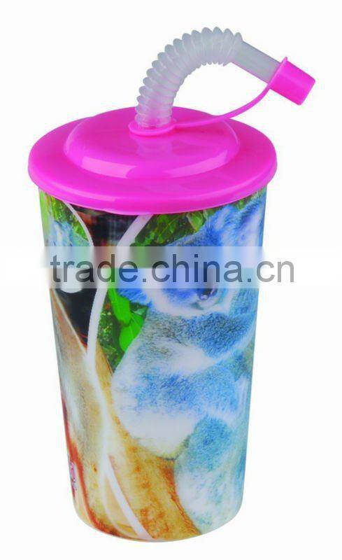 promotional 3D lenticular cup with lid and straw