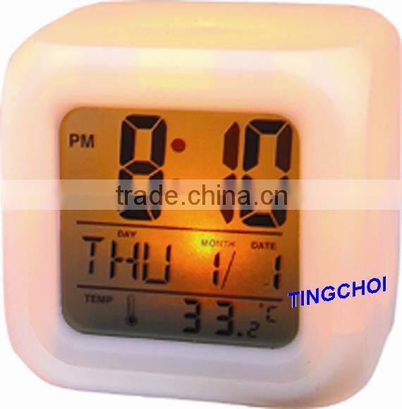 colorful cube digitals alarm clock with calendar