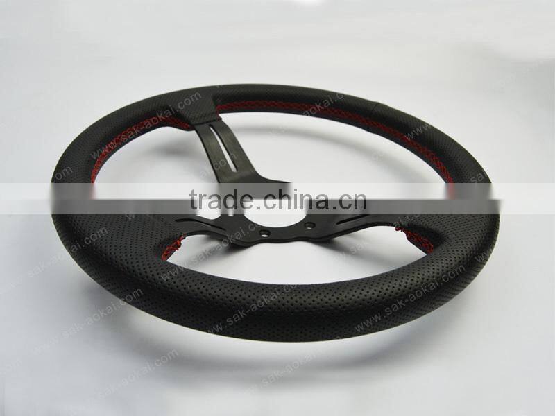 350mm Leather Steering Wheel With Neo Chrome Spoke