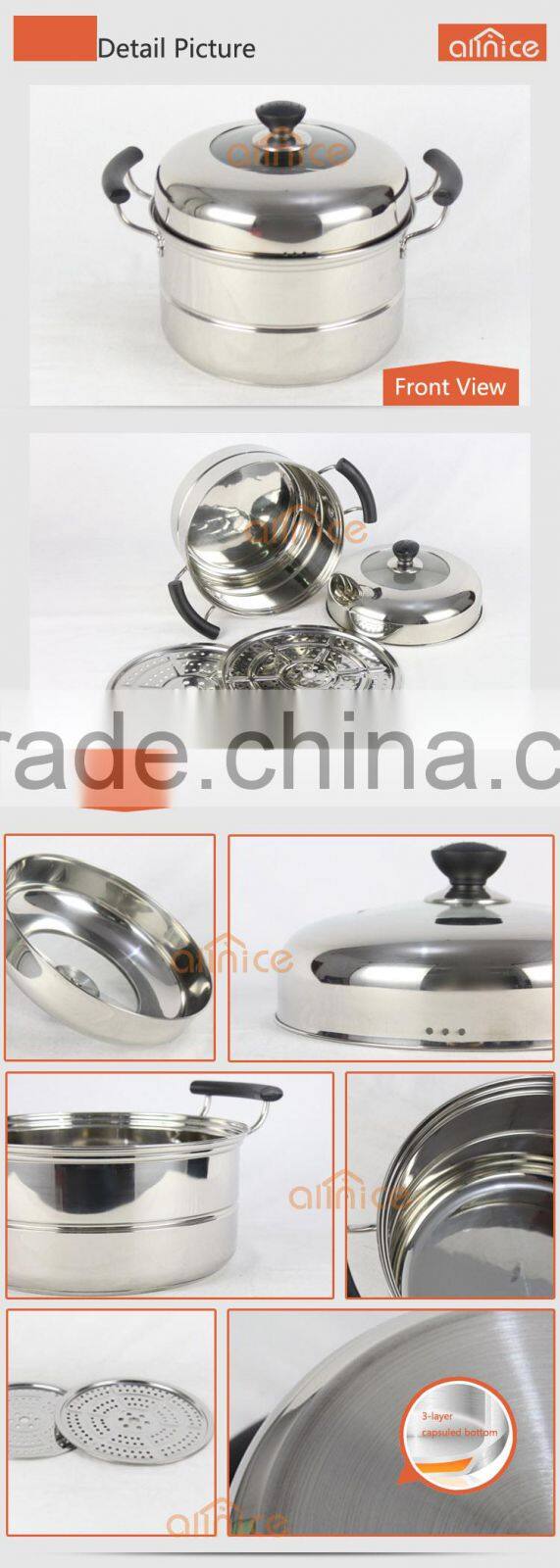 Allnice-30cm capsulated bottom stainless steel steamer pot