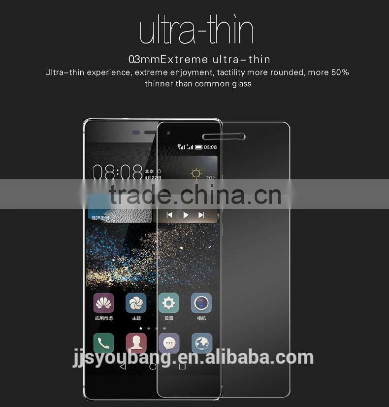 Wholesale Ultra smooth 0.33mm thickness anti impact anti-shock smart phone tempered glass screen protector for Huawei P8