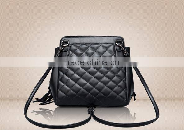 western three-used tassels backpack soft leather tote bag black ladies shoulder bags