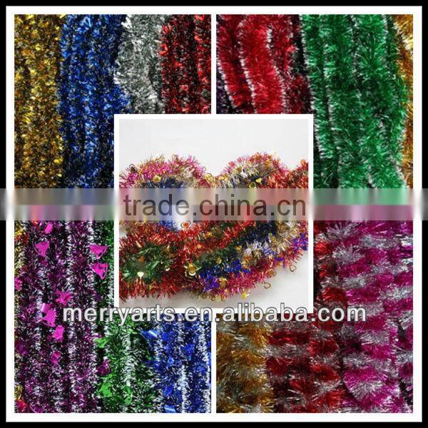 christmas wired tinsel garland shiny colored christmas decoration tinsel