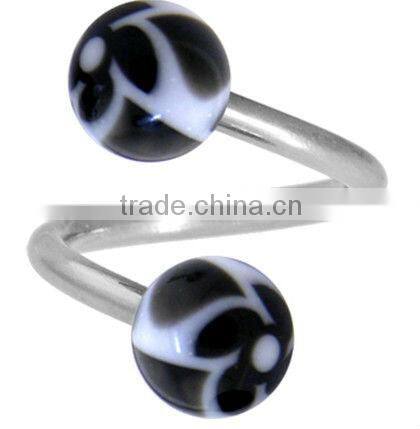 Black FUNKY FLOWER Spiral Twister Belly Ring& SBR rings&cheap ear gauge plugs
