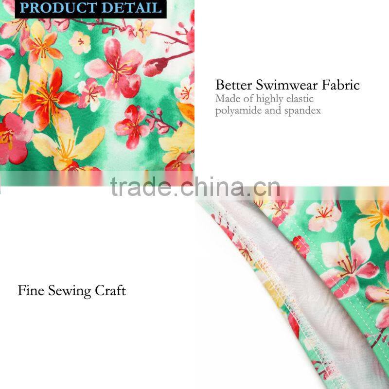 New Sexy 2016 Colloyes Bikini Swimsuit Floral Triangle Top with Classic Cut Bottom