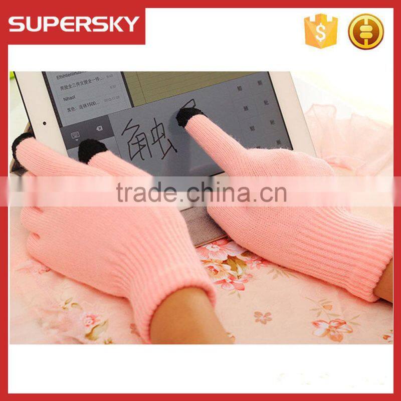 V-375 Cheap simple plain winter hand warmer gloves magic touch screen gloves