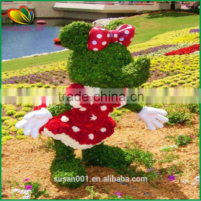 Garden decoration artificial cartoon topiary animals grass animal plastic artificial plants topiary animal