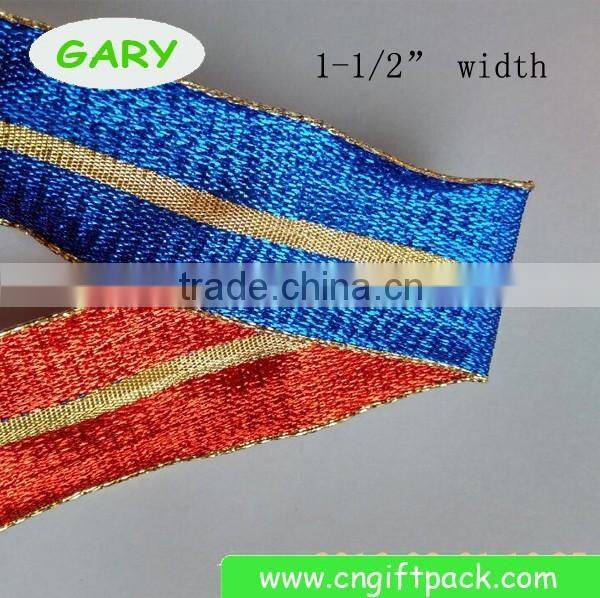 1-1/2" Cheap Outdoor Wired Fabric Christmas Ribbon