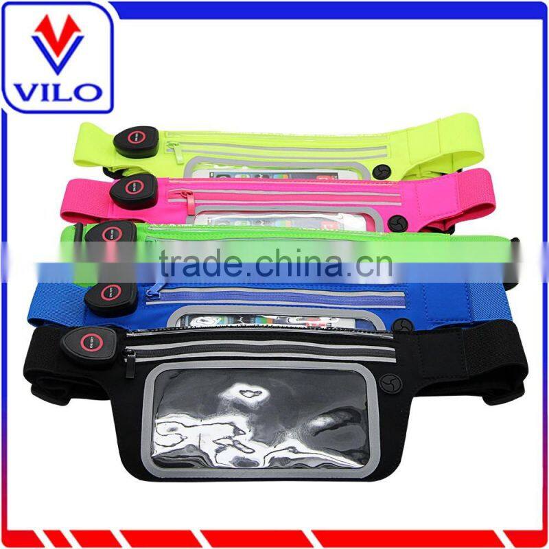 LED USB charging runner waist pack waist bag for iphone 6 plus