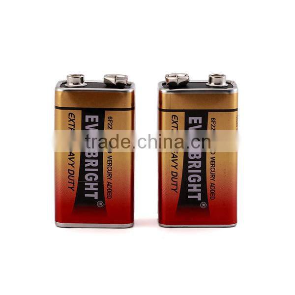 Quality and quantity assured Zn/MnO2 6f22 cheap 9v battery