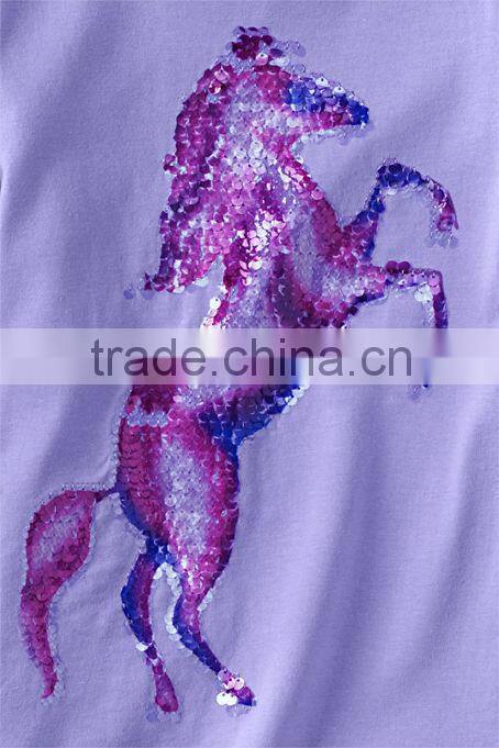 Soft Cotton Jersey Girls' Long Sleeve Embellished Graphic T-shirt