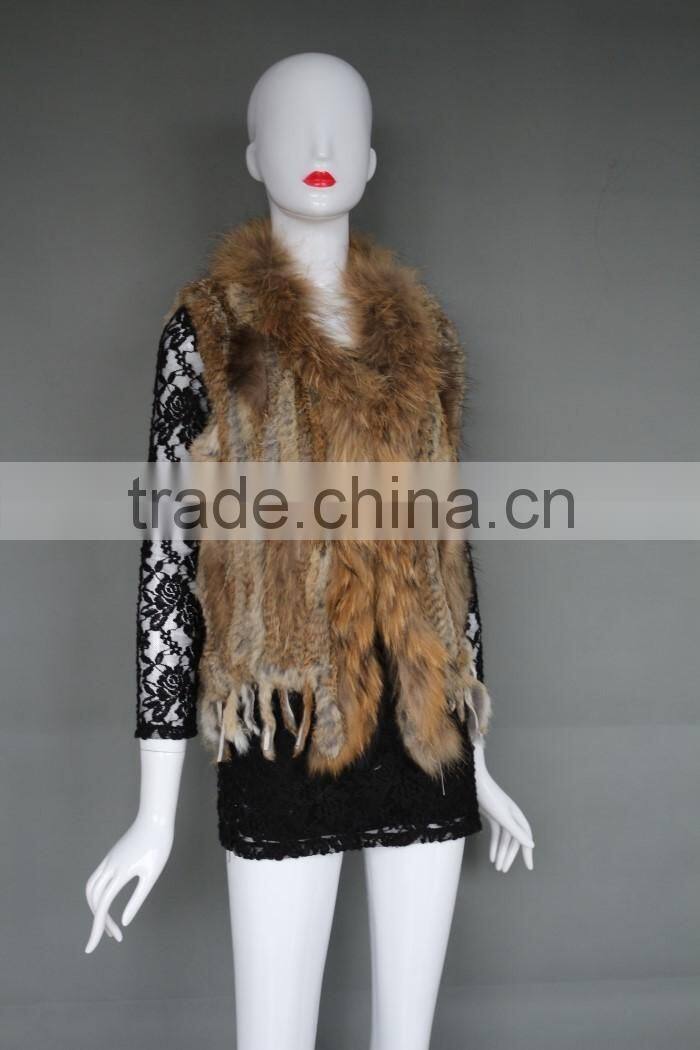 Rabbit Hooded Fur Cape /Shawl with Tassels for ladies