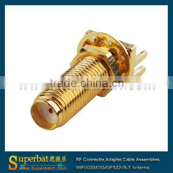 sma fiber connector End Launch Jack PCB Mount wide flange .062" long version