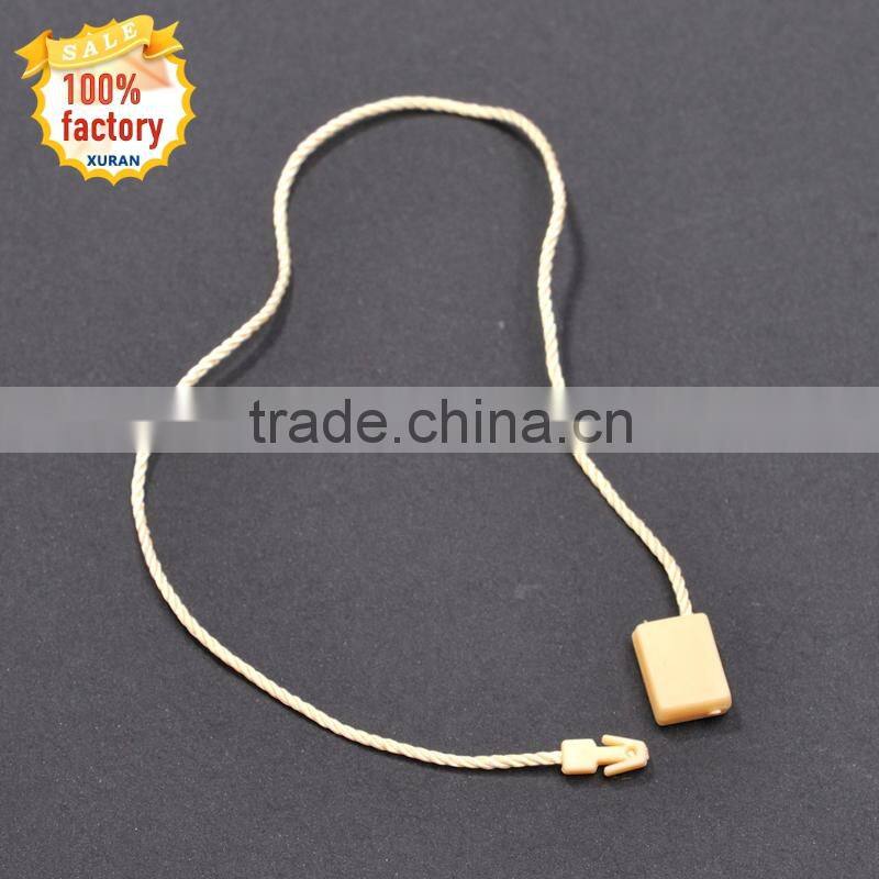 clothing plastic string seal tag&square desgin plastic seal tags with single hook