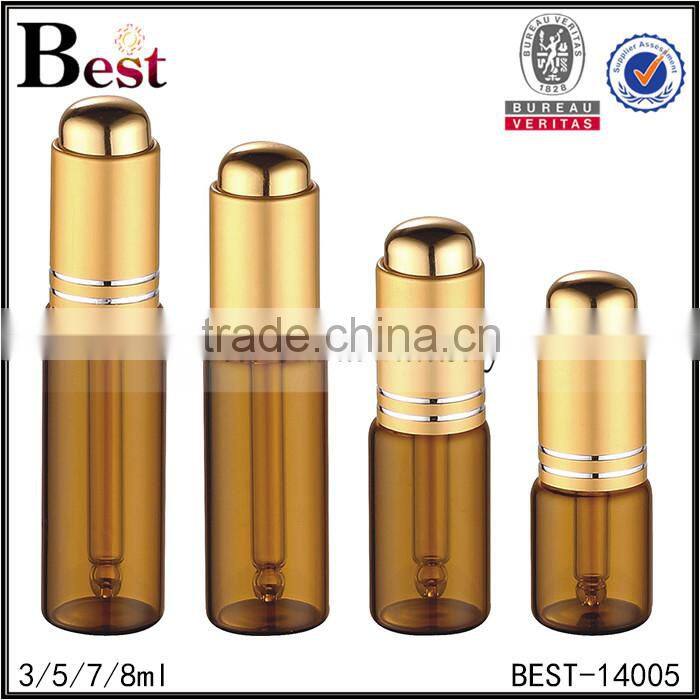 5 / 7 / 8 / 10 /12ml insert, plug sealing type clear tube glass bottle with white plastic cap