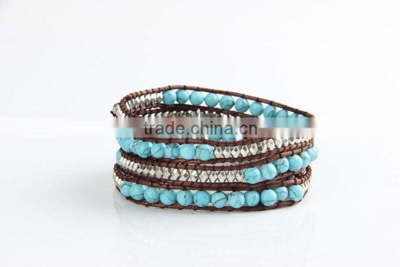 Pure natural turquoise bracelets lady national wind string Multilayer collocation is pure manual