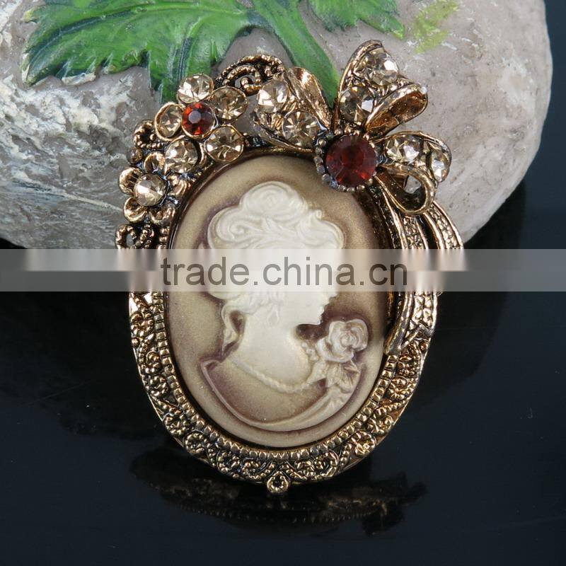 Custom Vintage Inspired Design Cameo Maiden Pin Artistic Handmade Brooch