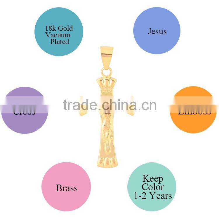 ATHENAA Fashion Christian Religious Jewelry Gold Plated Jesus Copper Cross Pendant